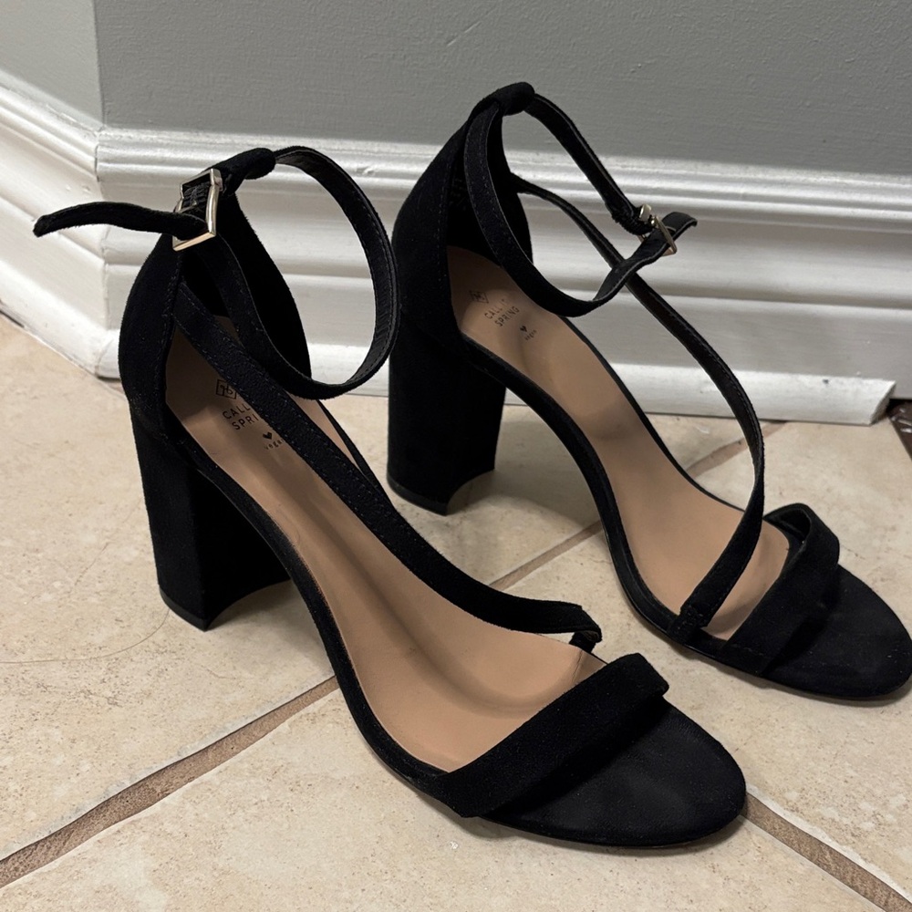 Call It Spring Black Ankle Strap Heels (US 7.5)